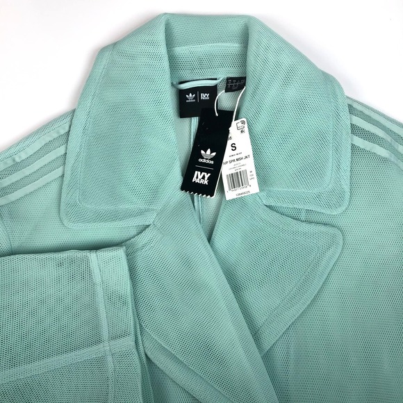 Beyonce Ivy Park Adidas S Long Mesh Mint Green Trench Coat NWT - Picture 1 of 11